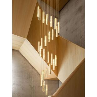 代现挑空470客厅吊楼梯灯式 楼别墅水晶长吊灯轻奢跃层灯l复oft大