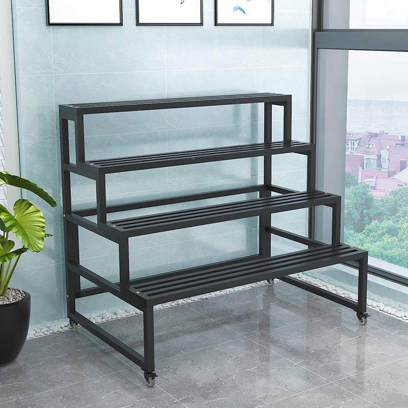 室内阳台展示架花盆旋置物架多艺层带轮铁CSD户外院花庭店花架转