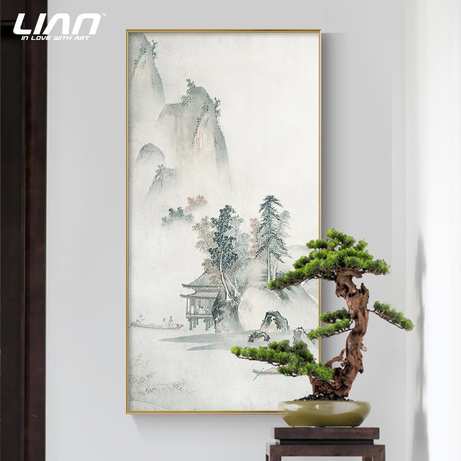 装饰中画厂新中式挂画水墨工山水酒画店走廊入JS（JSL-户玄关画竖