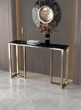 新式奢铁中艺岩板走玄关桌现代简约端景台入户DFL轻靠墙条案廊玄