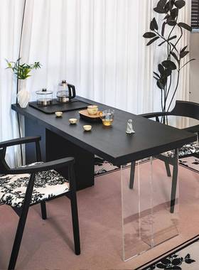 简约实木家用茶桌阳茶小桌子一台体茶泡台MQF椅组合办桌公桌两用