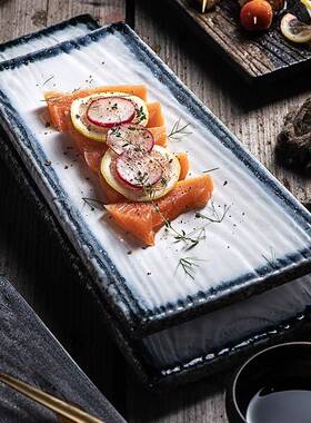 光烧日寿司刺身盘子创意陶瓷西餐盘菜盘UVY鱼美盘平盘异式形盘碟