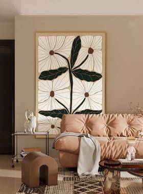 现S-1897代简约南风朵植物客厅餐厅洋入花户玄关装饰画卧室画竖壁