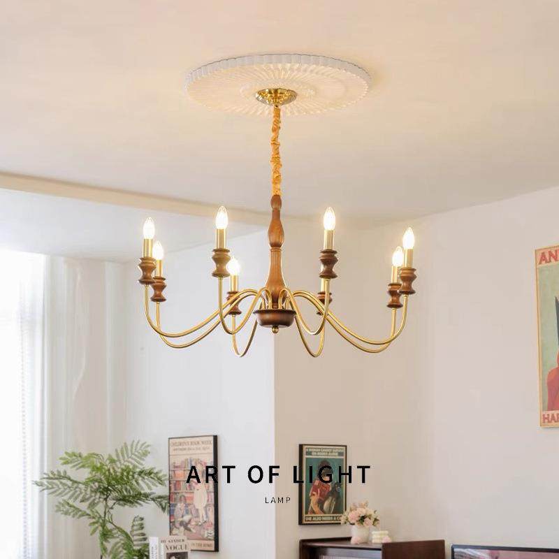 E1蜡4法式中古烛灯客式厅灯吊复古别228墅大厅灯美全铜实木餐厅灯,家装灯饰光源,智能吊灯,淘宝优惠券,粉丝福利购,淘宝优惠卷