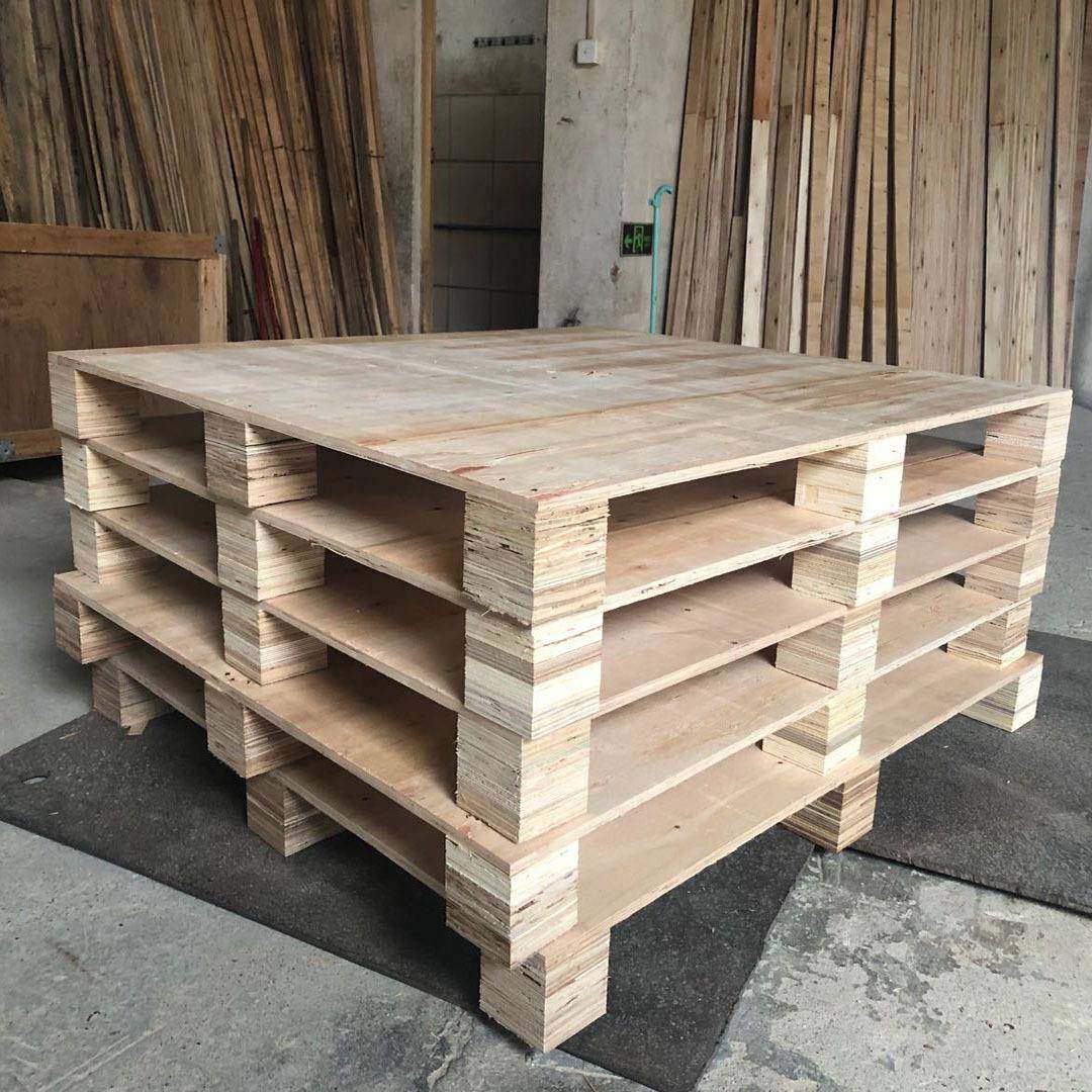 出盘口熏蒸卡板木托承DQQ重T叉车货架物流地台免板多2层胶合板木