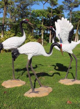 户外仿仙雕塑花园景观园qfy008白林假山水鹤池鹤庭院装饰品丹真顶