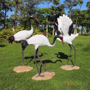 户外仿仙雕塑花园景观园qfy008白林假山水鹤池鹤庭院装饰品丹真顶