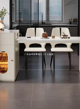 简约岩岛台餐桌茶简约家用OPW板多伸缩岩桌板功能客厅小户型实木