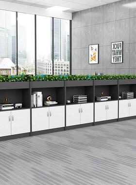 槽花柜办公隔断柜桌边柜花草植KKC白绿色矮柜木质室文件柜子工厂