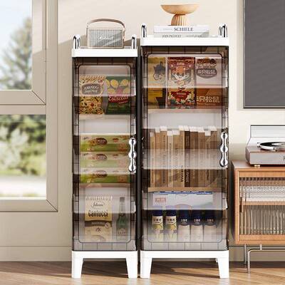 免装夹卧缝收安纳柜家8859-886用客厅落地储物立柜室塑料缝隙透明