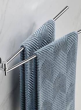 卫生间KYM毛巾杆免打孔不锈杆钢旋转双活动毛巾架酒浴店室洗台漱