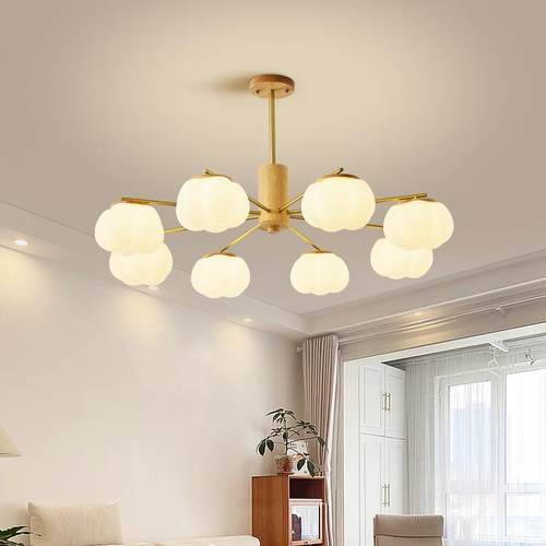 客厅棉花吊灯日奶油原风柿子创意式现代简约餐厅主537卧室间灯房