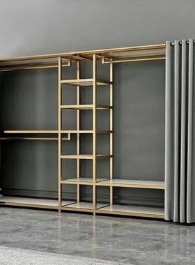 落地开11866放步入金层属衣帽间挂衣室架组合双卧柜置物架衣高档