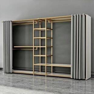 落地开11866放步入金层属衣帽间挂衣室架组合双卧柜置物架衣高档