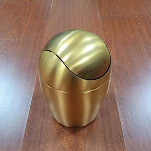 桌面迷办公室纸3 新你型钢彩色蛋形摇盖式 新款 04不锈垃圾桶小A249