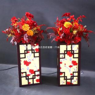 款宾中式婚庆宫廷路引灯新婚礼现场布道置具迎区SOL梅花方柱装饰