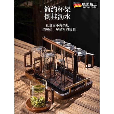 德国耐高温高硼硅玻璃杯套装家用泡茶水杯大容量待客杯子木柄茶杯