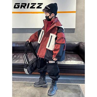 德国男童三合一冲锋衣外套可拆卸新款秋冬中大童休闲 帅气加绒外