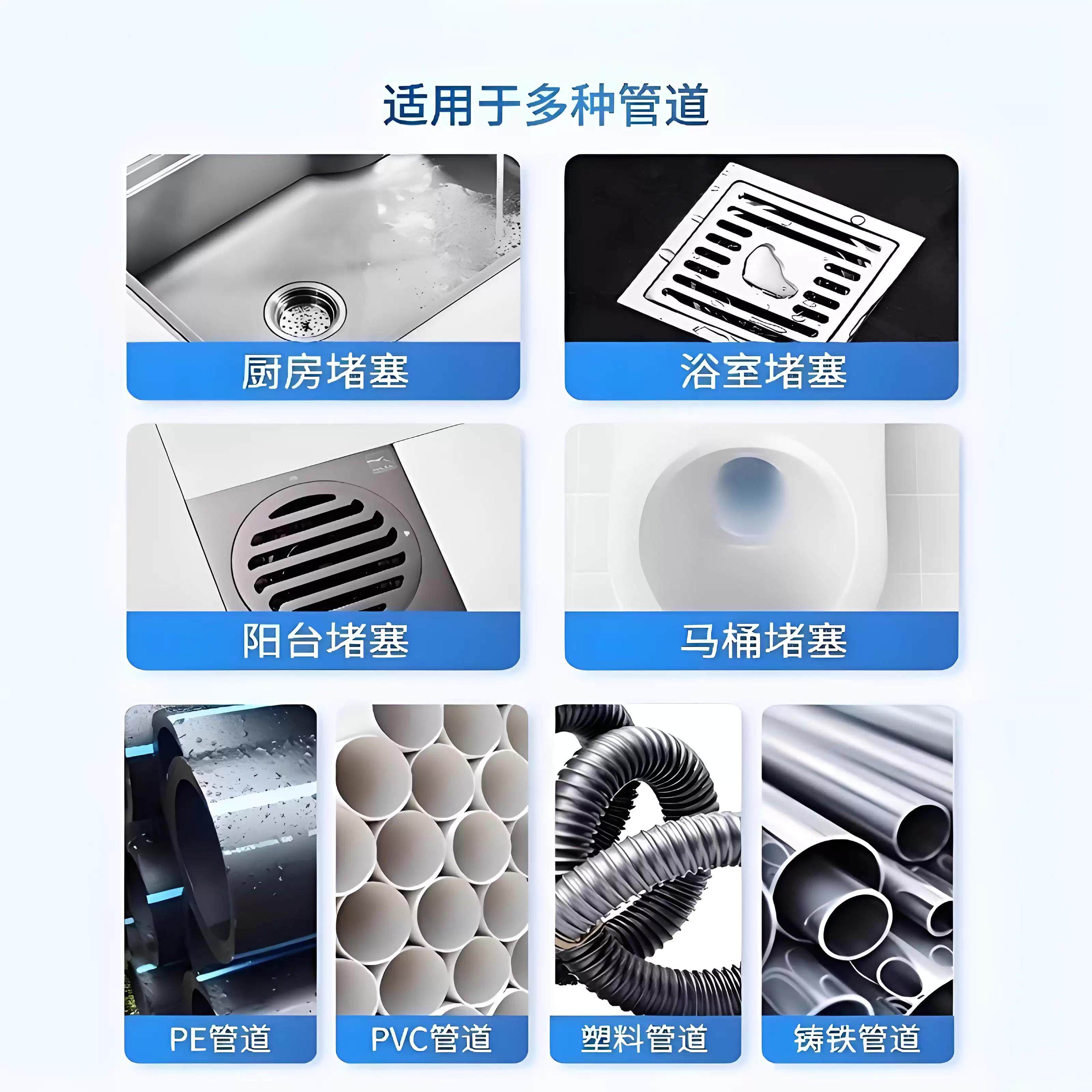 【剂堵塞一秒通】强力JLO管道通溶解20种堵塞物厨卫间一0次疏性浴