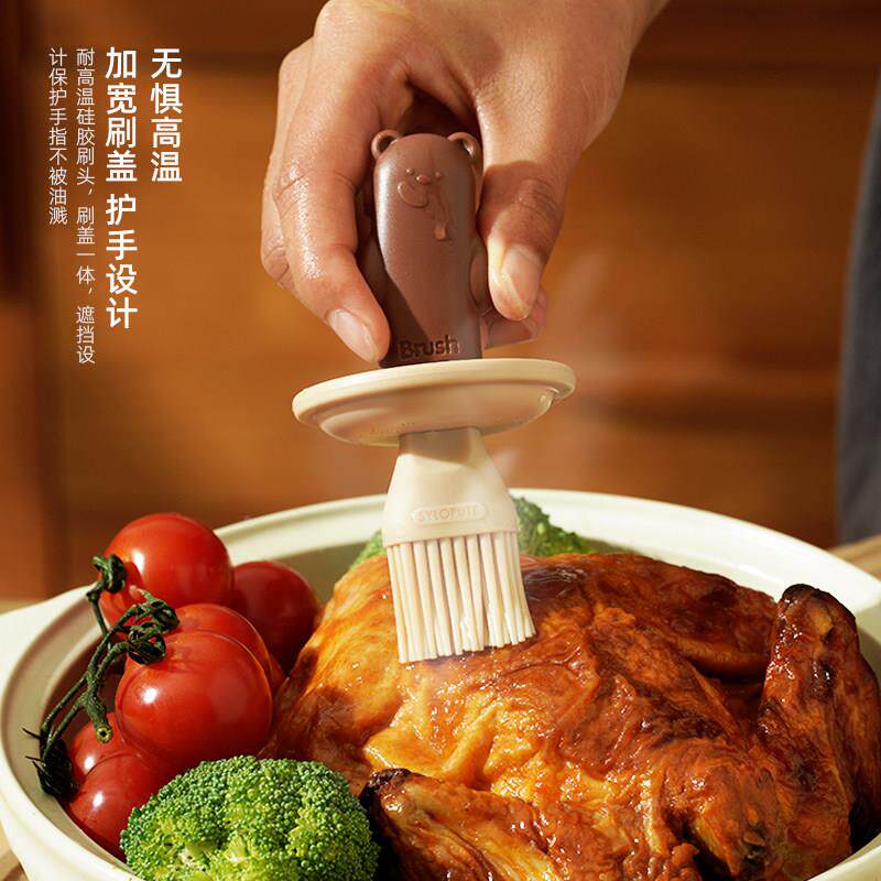 日本油刷78973食品级烧体烤刷子矽胶专用毛瓶不掉油刷一耐高温烘