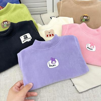 儿童打底衫秋冬无骨卡通百搭上衣男女童圆领加厚长袖jx