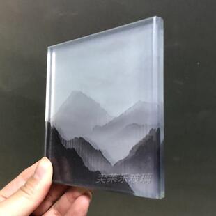 厂供应工艺术夹山水画家夹丝696玻璃装饰绢玻璃加广州