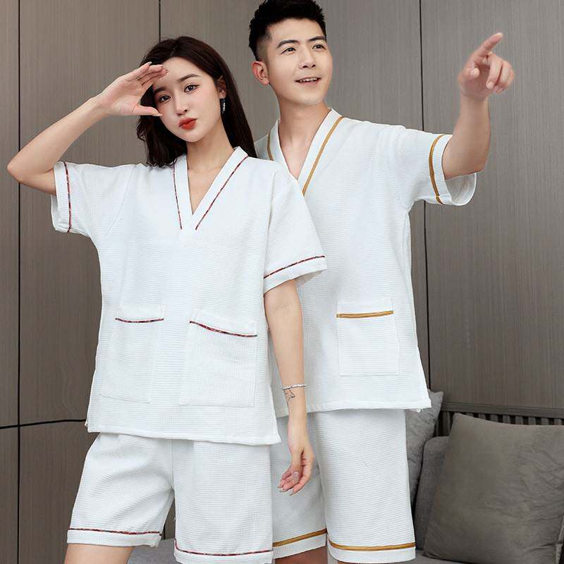 男居家纯女汗N-8321蒸服洗浴棉中心休闲睡眠浴服家居服睡袍侣情款