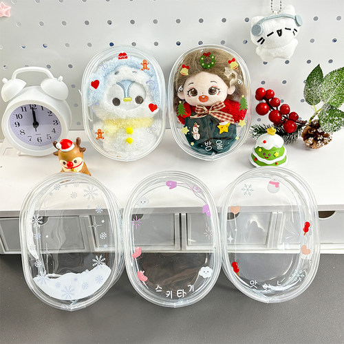 莓栗熊10cm遛娃包手办玩偶圣诞收纳包PVC立体娃娃展示包挂件痛包