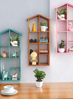 美式墙面置架木收纳墙饰挂件创意居家壁饰实壁D4384385挂墙上物装