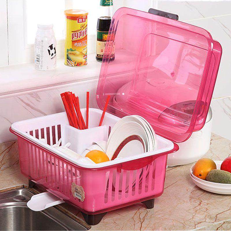 厨房大号塑料碗柜带餐盖放碗家箱水架用具滴水碗YNL沥筷收纳盒置