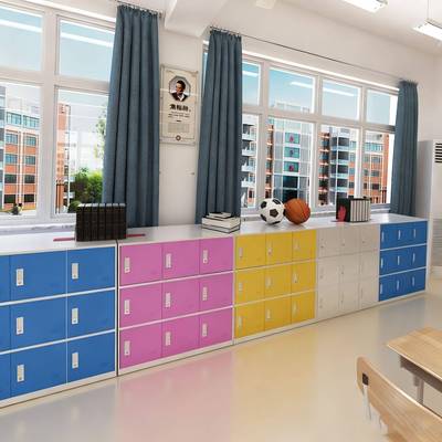 学生书柜教室彩色KH-33564收带锁包储物柜幼儿园多门柜纳宿舍更衣