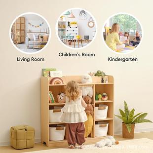 新品木质质置无品牌/架落地儿童式卧室玩偶收纳架书架木一体落地