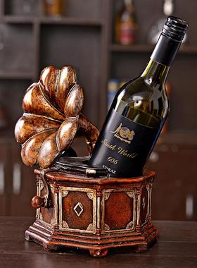 美式复暗古怀风格红色旧留声机红装酒架家居软橱窗装饰工w8000-14