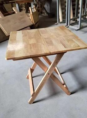 纯橡胶木折叠方桌收纳不占42026地可方家用吃餐桌实办公摆摊饭小