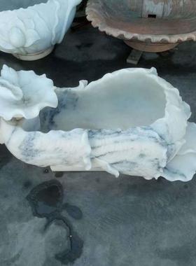 石雕大白菜汉白玉菜鱼48265缸晚百霞红石盆仿古财大白内外室流水