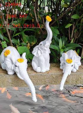 外仿真白鸭子摆件小号吸水假山鱼池RSX庭院装树饰花工艺品园脂户