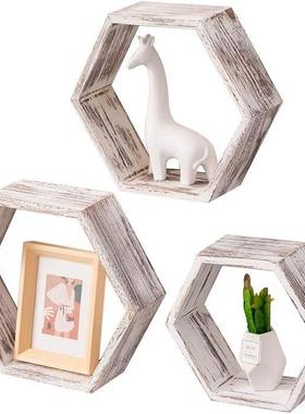 木墙制六边货架墙乡村浮动蜂窝状形货架室浴HS-23M62室客卧厅办公