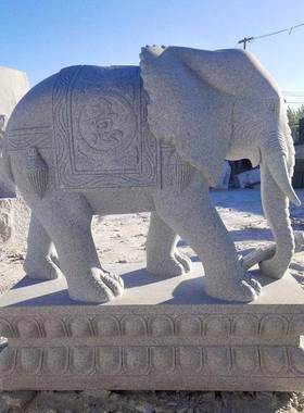 岩石雕花岗大86401一对户外园林庭院动酒店景观物石雕象汉白玉大