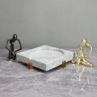 新房中式大0005理石金餐烟灰缸样板属房售楼部卧室书厅桌面饰品摆