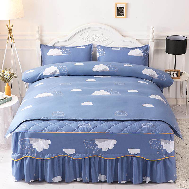 欧式夹棉加厚床裙件式四件防滑床单全纯棉床上10038994用套品床笠