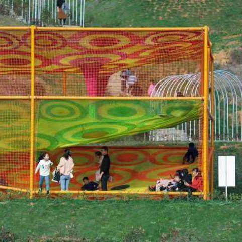 工编手织彩虹网攀蜂巢林网彩虹树爬网景区树蹦床网户外儿LCE童拓