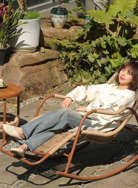 摇椅躺外椅客厅阳午休藤家用庭院休闲椅老人OKF台逍遥椅子户椅摇