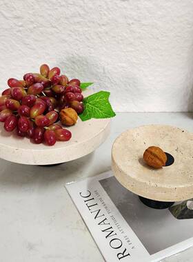 奢简约天然大石托盘家居装饰品摆件客饰AYR厅轻样板间装托理盘果