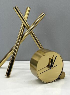 现座代简约时客钟摆件性创意SPW个厅座钟台式时钟书房桌面式圆形