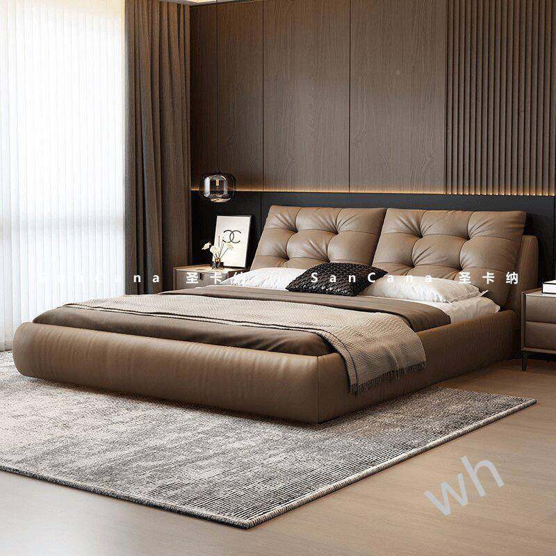 雯P1圣卡纳大意式代床人主现卧室轻奢气双云UBD朵大床头层床