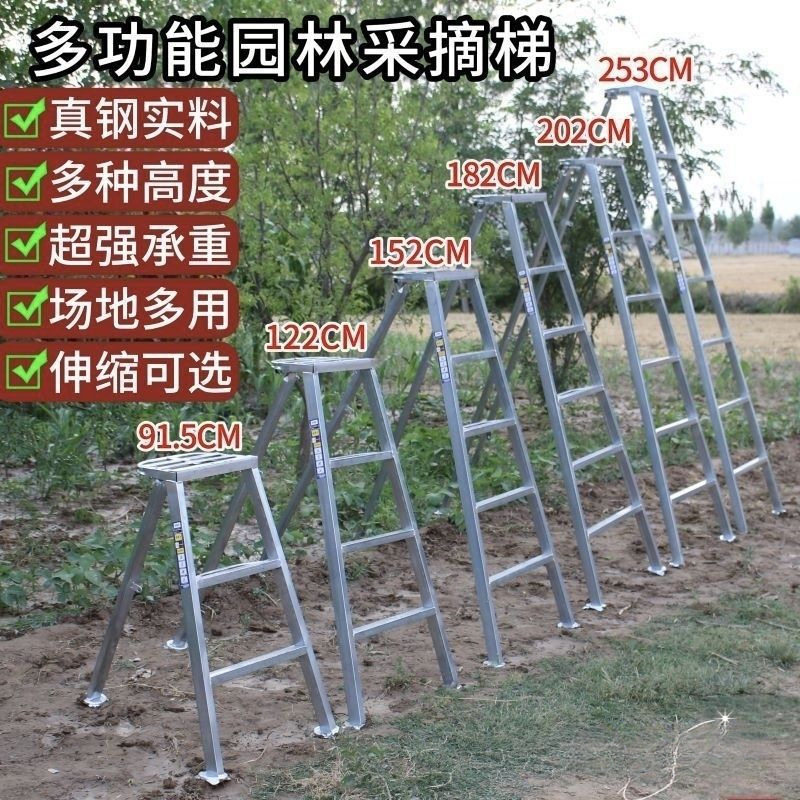 加厚加固伸缩果园采摘人字梯