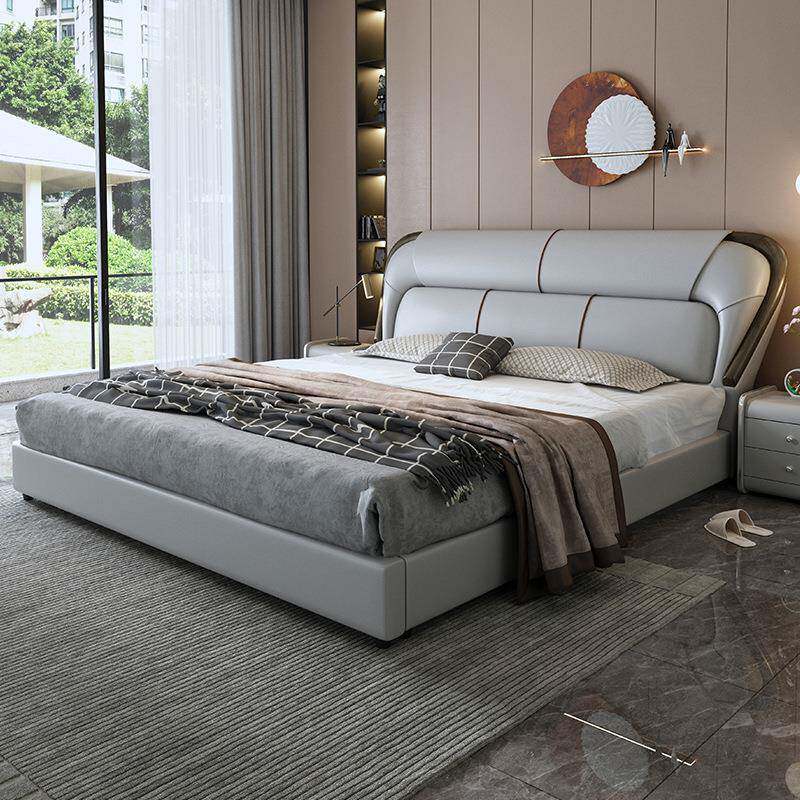 现代简欧EHR式约皮床1.8主米轻奢双人实床卧1.5m储物皮艺床小木户