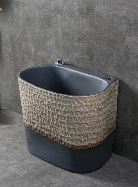 陶小拖池户阳台卫生间家用拖把盆复古外62678水池盆拖布瓷把池庭