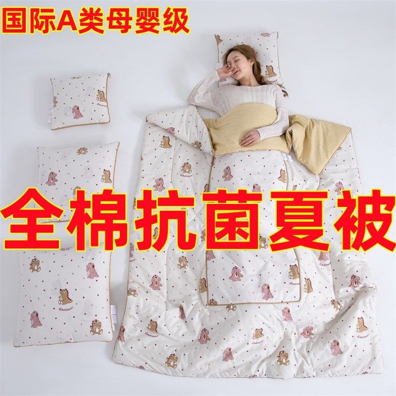 全棉母婴级A类国际标准抗菌抱枕被子靠垫特大号2.2米长机洗空调被