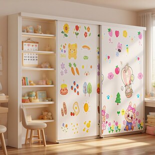 可重叠白板门书架带双轨道全覆盖钢制防尘书柜靠墙客厅简约收纳柜